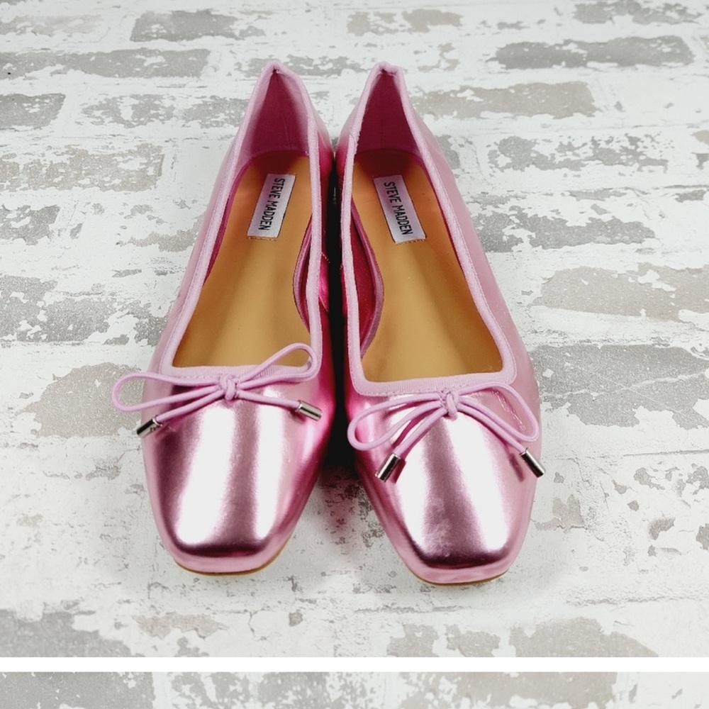 NWOT  Steve Madden Seemly Metallic Pink Slip On Ballet Flats Size 7.5!!